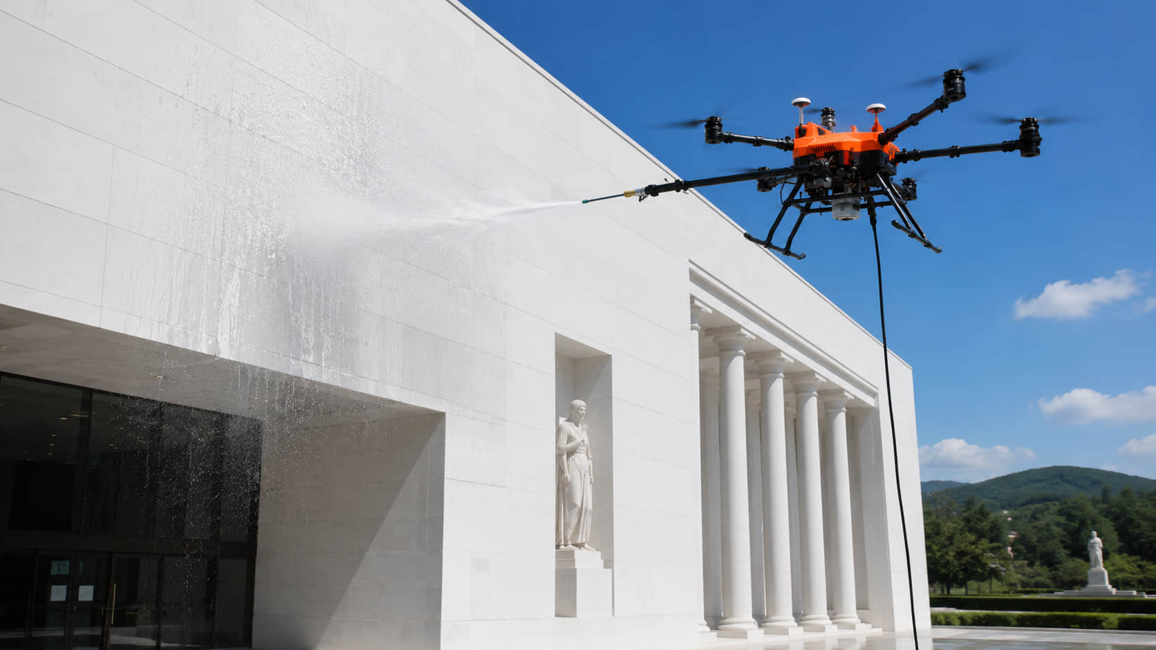MC-15 cleaning drone built on K8 platform - high-pressure water cleaning up to 100m